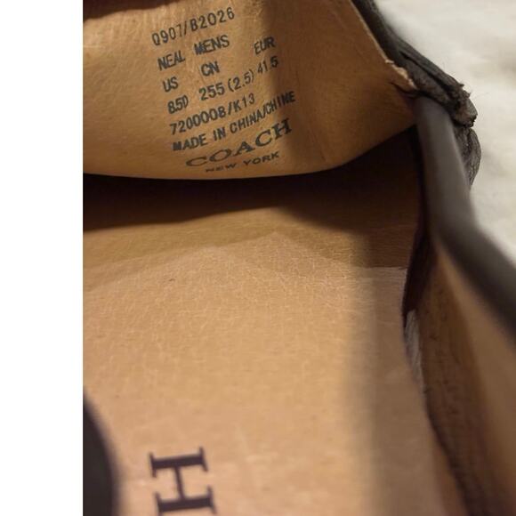 Coach Neal Leather Driving Loafers Size 8.5 Brown Signature Slip On Flats - Picture 4 of 9